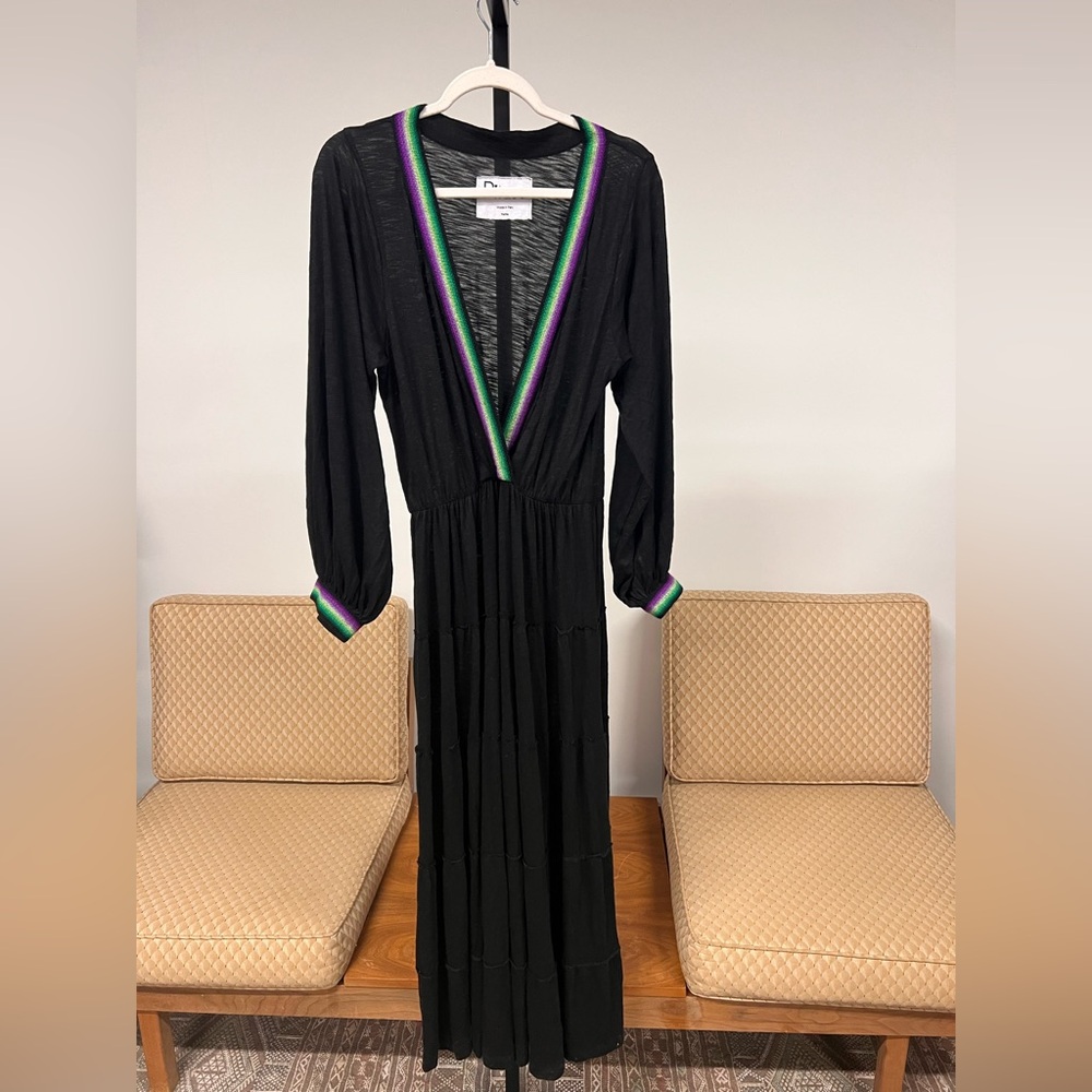 NWOT pitusa Henrietta Dress with Purple Green gold Trim